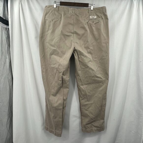 Polo by Ralph Lauren Andrew Pleated Chino Pant 42x32 Khaki Beige Preppy Vintage - Picture 2 of 6